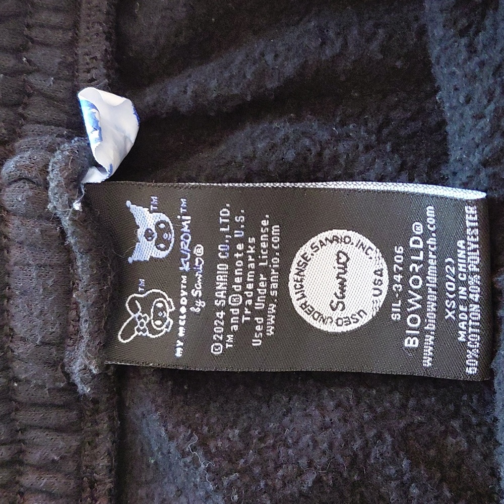Bioworld Black Sanrio Melody Kuromi XS Jogger Sweatpants - Picture 5 of 6